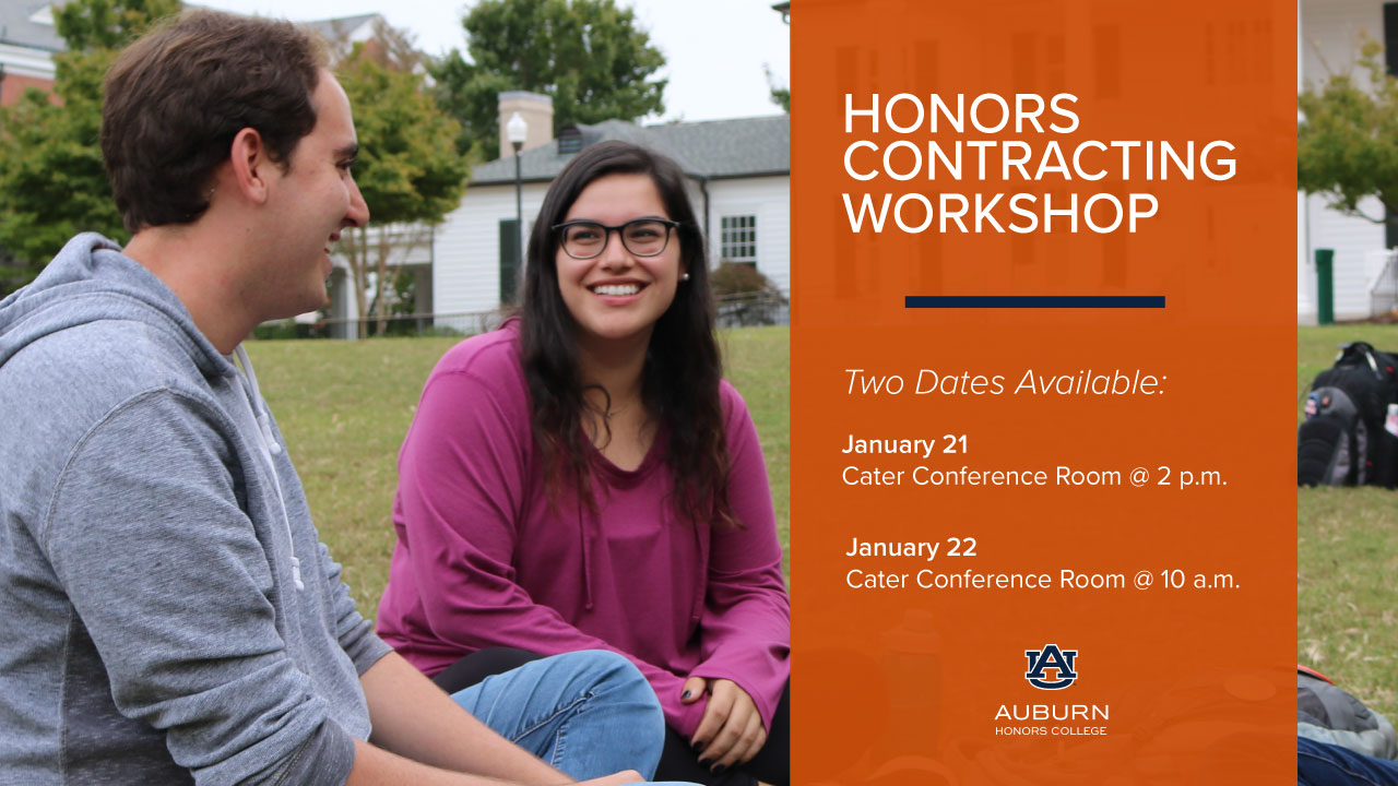 honors course contracting on jan 21 and 22 in cater hall